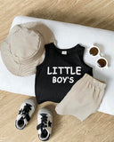 Baby Boys 3pc Black Letter Print Tank Top, Shorts & Hat Set