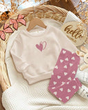 Baby Girl Heart Print Sweatshirt & Leggings Set