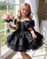 Girls Elegant Mesh and Silk Princess Dresses