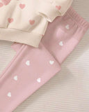 Baby Girl Oatmeal Bear Embroidered Sweatshirt & Leggings Set
