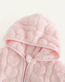 Girls baby pink Fleece Heart Thick Cardigan