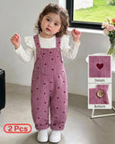 Baby Girl Heart Corduroy Overall Set, 2-Piece Winter Outfit