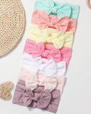 7pcs/Set Candy Color Nylon Bows Headbands Set For Baby Girls