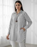 Plus Size Women Striped Full Sleeve Loose Shirt - Fall