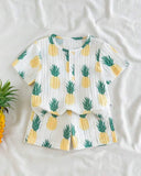 Baby Boy cute Pineapple Print 2PC Summer Set – Half Sleeve T-Shirt & Shorts