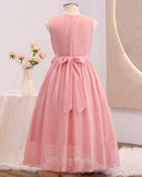 Girls Dusty Pink Chiffon Flower Dress