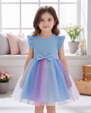 Girls Sleeveless Blue Starry Summer Dress