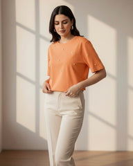 Women’s Orange Beaded T-Shirt