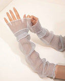 1 pair of Elegant Pleated Arm Sleeves for Women (Black, White, Purple, Grey, Pink)