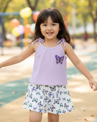 2pcs 3D Butterfly Camisole Top With Butterfly Print with Shorts