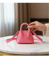 Mini Pink Crossbody Shell Bag with Pendant