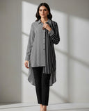 Plus Size Women Striped Full Sleeve Loose Shirt - Fall
