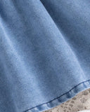 2pc Denim Style Dress with Large Bow & Hat
