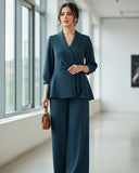 Women Blue Plus Size Co-Ord Set