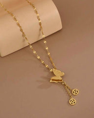 1pc Elegant Butterfly Tassel Pendant Stainless Steel Necklace