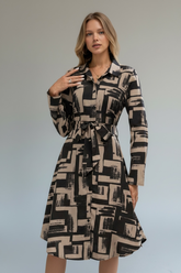 Women's Striped Long Sleeve-Casual Shirt Midi Dress