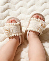 Girls’ Floral Buckle Canvas Sandals