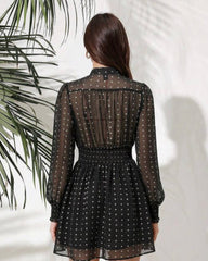 Women's Black Polka Dots Dress for Vacations