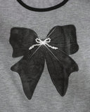 Girls Grey and Black Bow T-Shirt & Pants Set