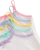 5PCS Girls Multicolour Spaghetti Strap White Camisole Set – Soft Milk Silk Comfort
