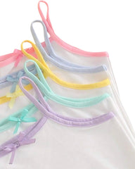 5PCS Girls Multicolour Spaghetti Strap White Camisole Set – Soft Milk Silk Comfort