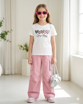 Girls’ Heart Print T-Shirt & Cargo Pants 2-Piece Set