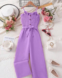Tween Girls Purple Spaghetti Strap Jumpsuit