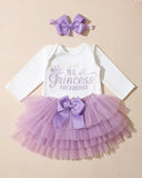 Newborn Baby Girl Romper with Purple Tutu Skirt & Bow Headband