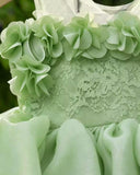 Baby Girl Green 3D Flower Bow Puff Tulle Party Dress Princess Dress