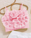 3pc set Baby Pink bow shirt, Shorts and Bag