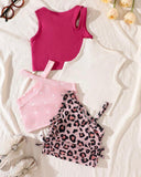 4pc Baby Girl Summer Outfit Set – Pink Tank Tops