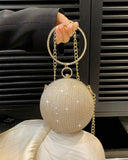 Rhinestone Decor Bucket Bag – Mini Clutch for Party & Bridal Wear