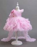 Baby Girls’ Pink Princess Trailing Dress | Birthday Party Gown