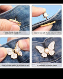 2 Pairs of Butterfly Waist Cincher Jeans Buttons for Adjustment