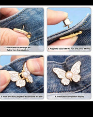 2 Pairs of Butterfly Waist Cincher Jeans Buttons for Adjustment