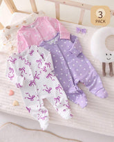 3pc Newborn Infant Long Sleeve Romper Pajama Set