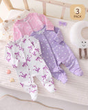 3pc Newborn Infant Long Sleeve Romper Pajama Set