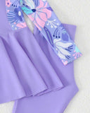 Tween Girls Purple Long Sleeve Swim Top and Pants