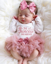 Newborn Baby Girl Romper with Dusty Pink Tutu Skirt & Bow Headband
