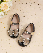 Girls Premium Black Bow Shoes