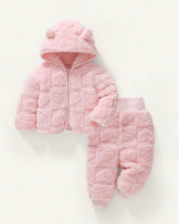Baby Girl Pink Heart Hooded Fleece Jacket & Pants