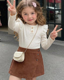 Baby Girl Lace Top & Corduroy Shorts