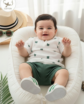 Baby Boy Summer Cactus Print T-Shirt & Green Crepe Shorts Set (2PCS)