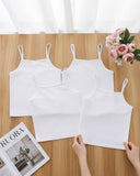 5pcs Girls White Milk Silk Camisole Set with Pink Bow