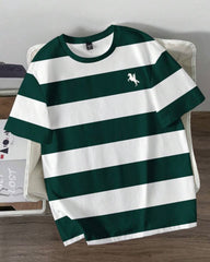 Men's Casual Colorblock Striped Short Sleeve T-Shirt, Summer