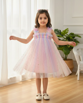 Young Girl Elegant Pink Ombre Starry Moon dress