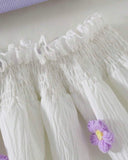 Girls’ Purple Ribbed Camisole & White 3D Floral Double-Layer Skirt Set
