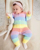 Newborn Baby Girl Warm Knitted Colorful Striped Jumpsuit