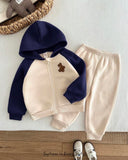 Baby Boy Beige & Blue Bear Print Winter 2-Piece Set