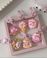 6pcs Cute Pink Desserts Bag Charms